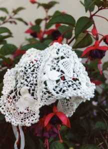 Fuschia  Irish Crochet bonnet